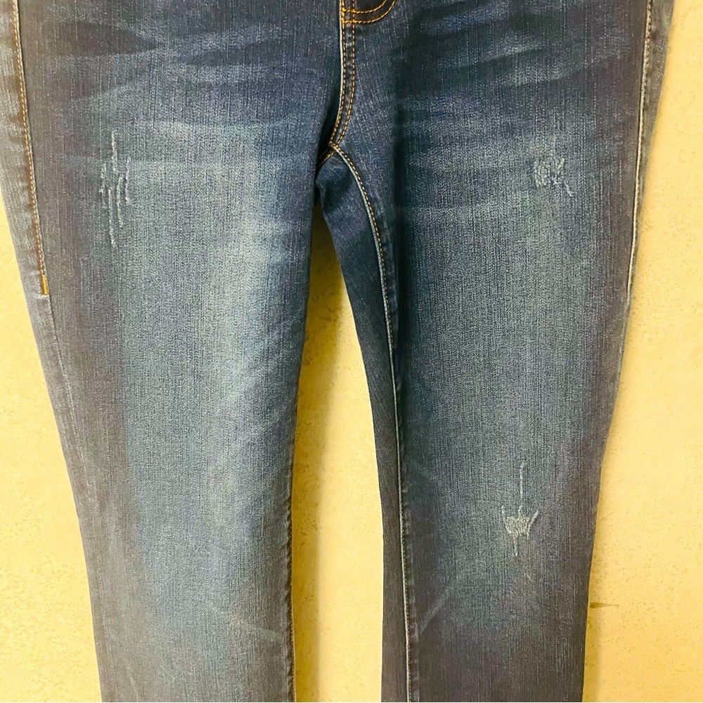 CABI 4 WOMENS DARK BLUE SKINNY STRETCH DISTRESSED SOFT COMFY COTTON BLEND‎ JEANS - Picture 6 of 8